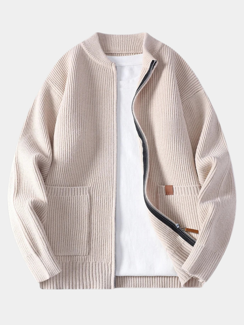 Helvano | Herren Zip-Jacke mit Rippenstruktur