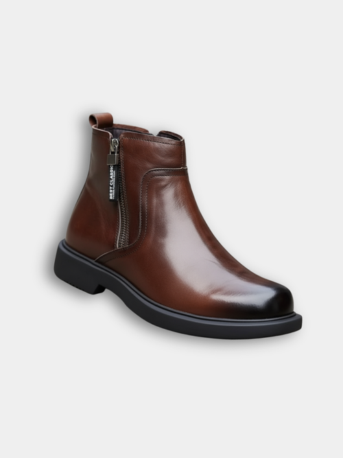 Helvano | Herren Lederstiefel mit Reissverschluss in Braun