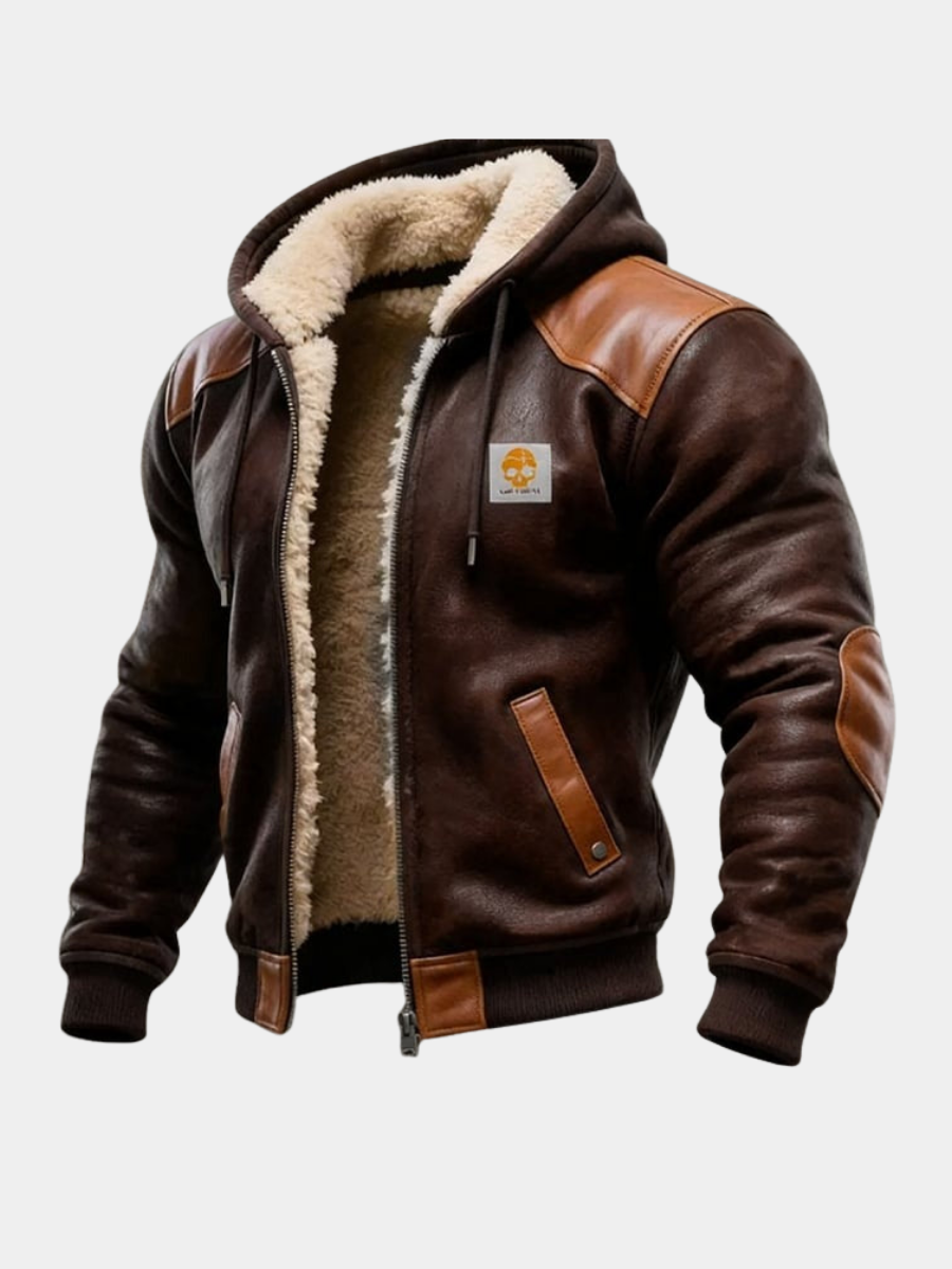 Helvano | Vintage Wildlederjacke mit Kapuze für Herren