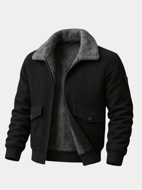 Helvano | Herrenjacke mit Kunstfell in Schwarz