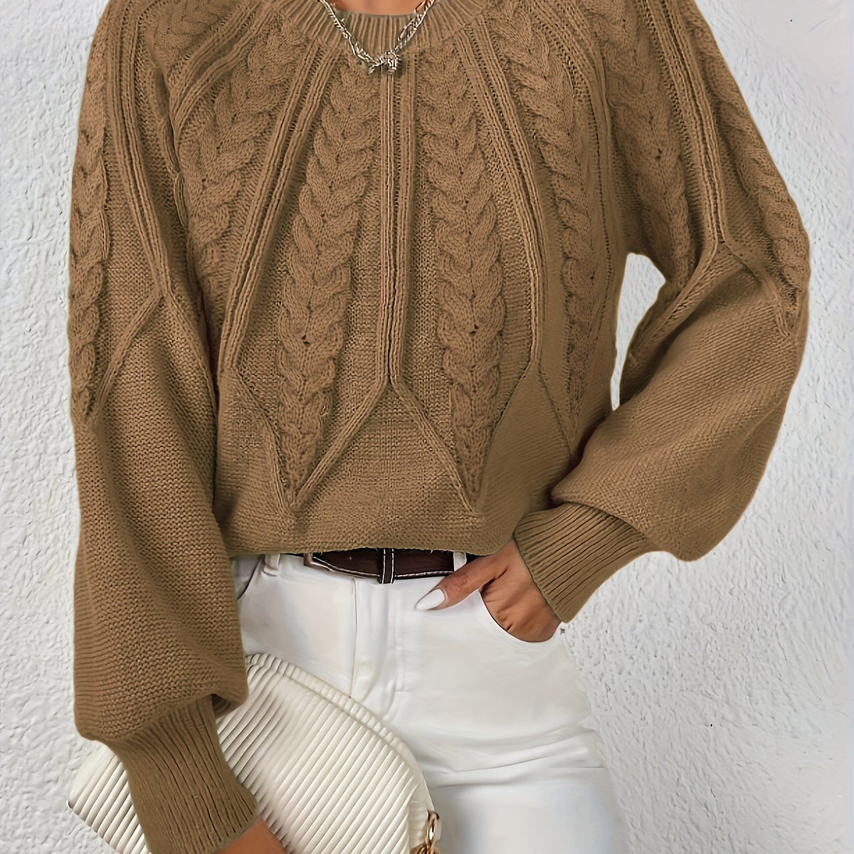 Helvano | Zopfstrick-Pullover mit Rundhals