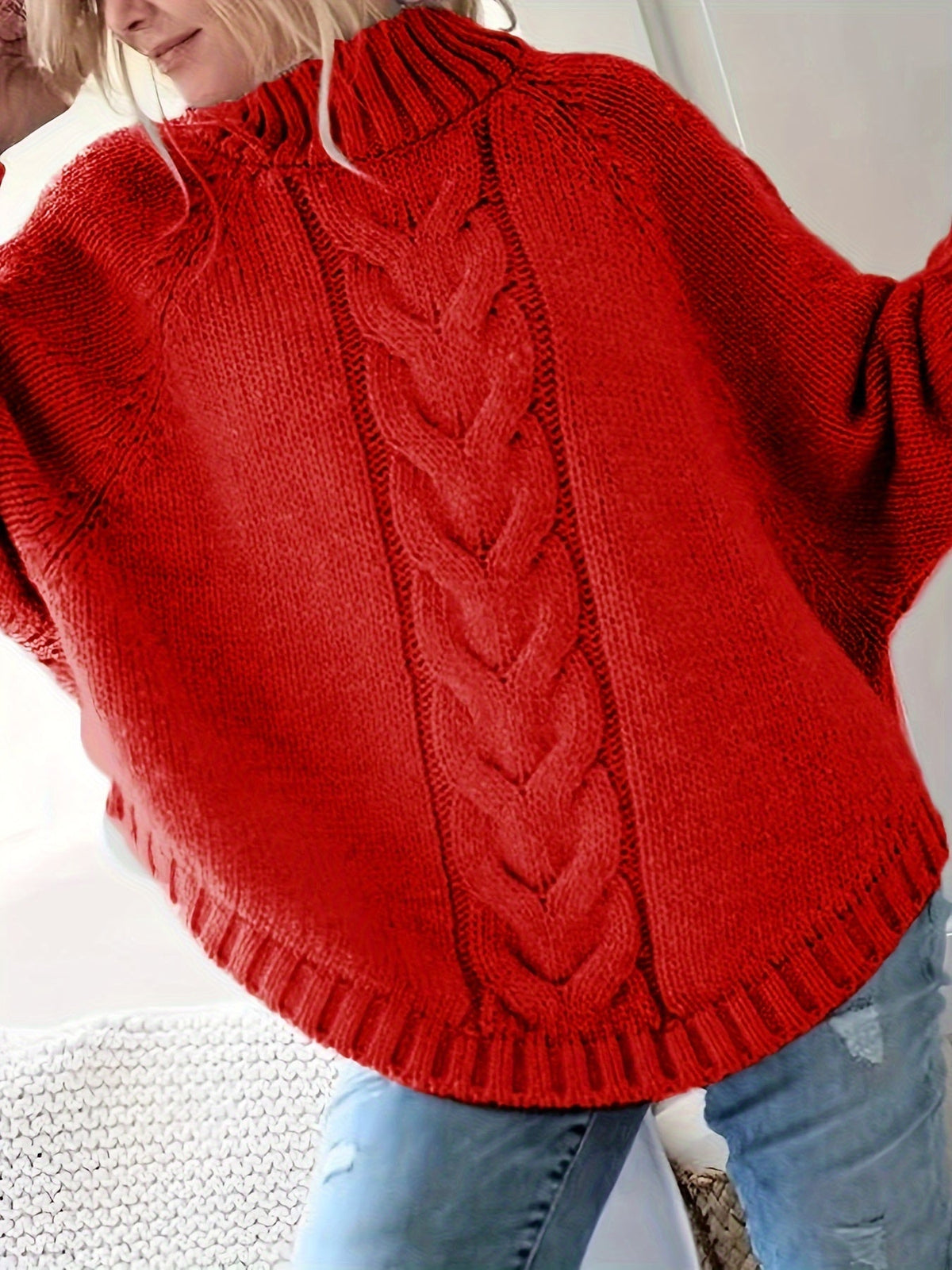 Helvano | Zopfstrick-Pullover mit Stehkragen für Damen