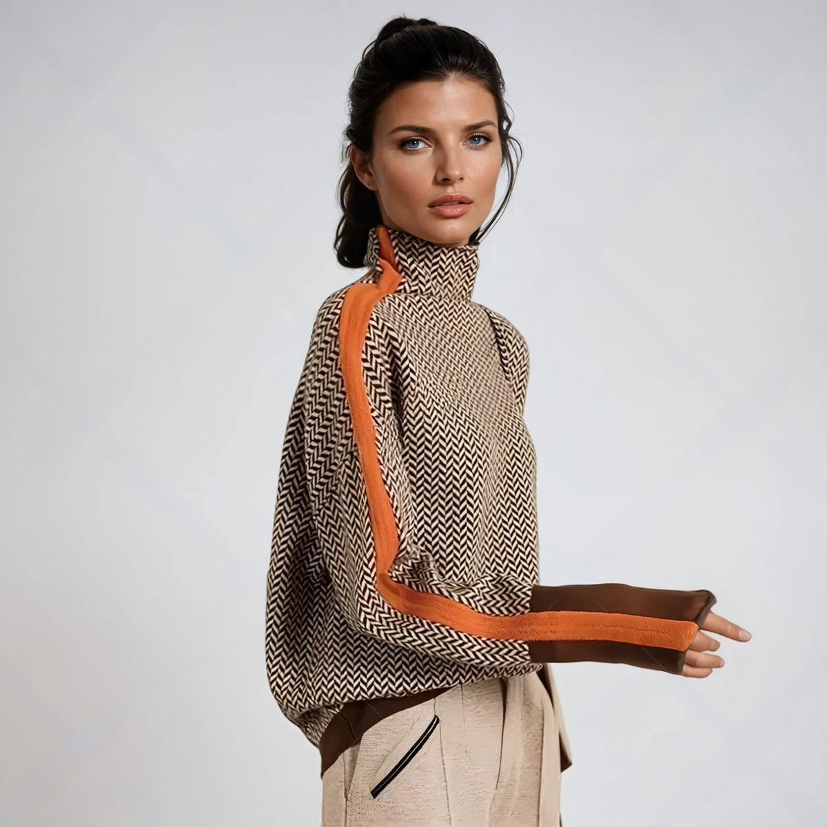 Helvano | Gestreifter Rollkragenpullover für Damen