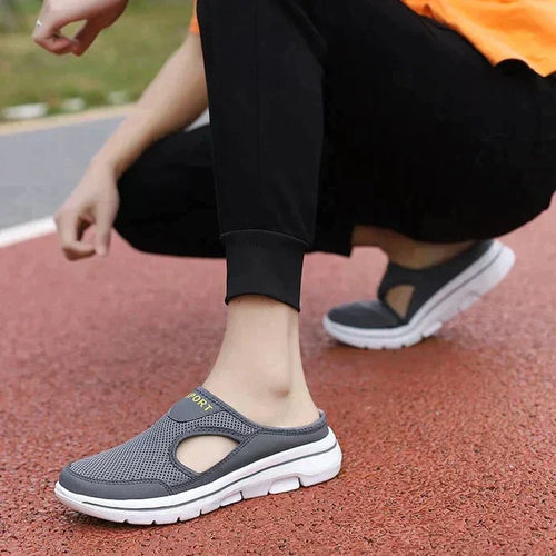Helvano | Damen Mesh-Pantoletten mit Seitenausschnitten in Schwarz
