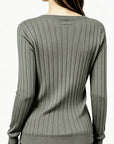 Helvano | Geripptes Feinstrickpullover mit V-Ausschnitt für Damen