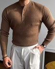 Helvano | Gerippter Henley-Pullover für Herren