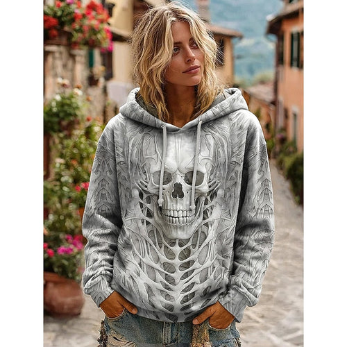 Helvano | Halloween Hoodie mit Totenkopf-Print