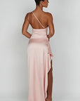 Helvano | Plissiertes Satin-Kleid mit Schlitz für Damen
