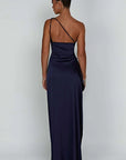 Helvano | Plissiertes Satin-Kleid mit Schlitz für Damen