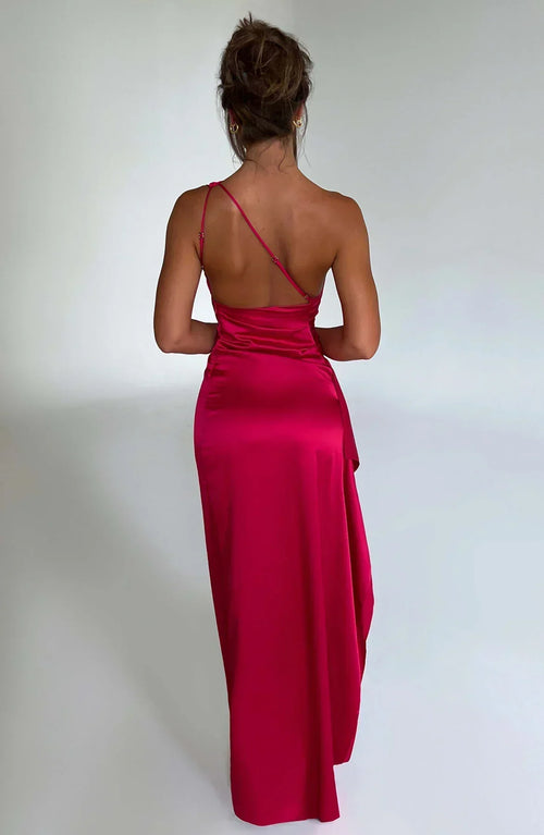 Helvano | Plissiertes Satin-Kleid mit Schlitz für Damen