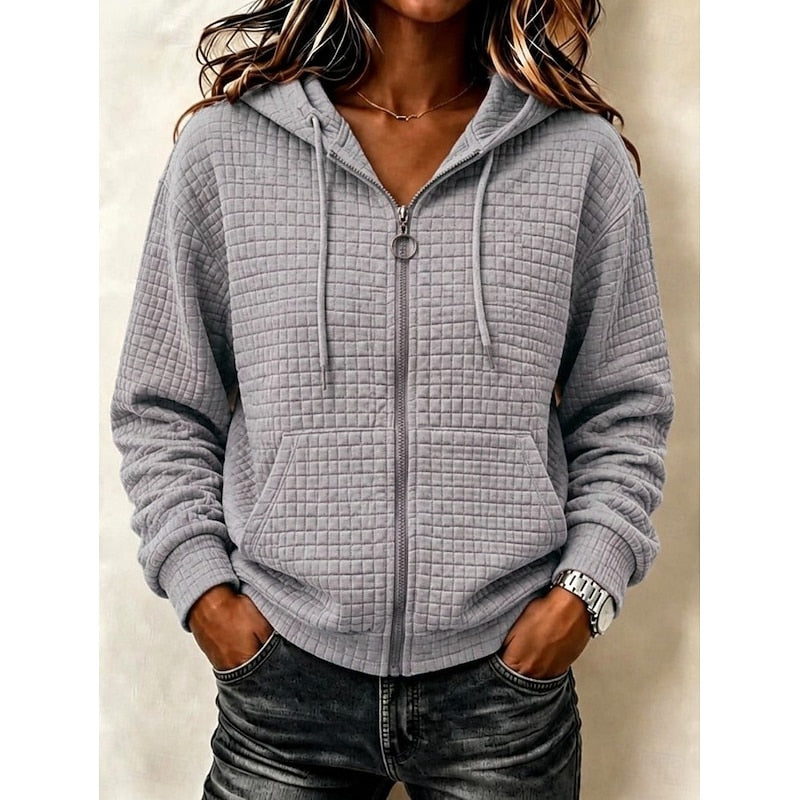 Helvano | Strukturierter Zip-Hoodie für Damen