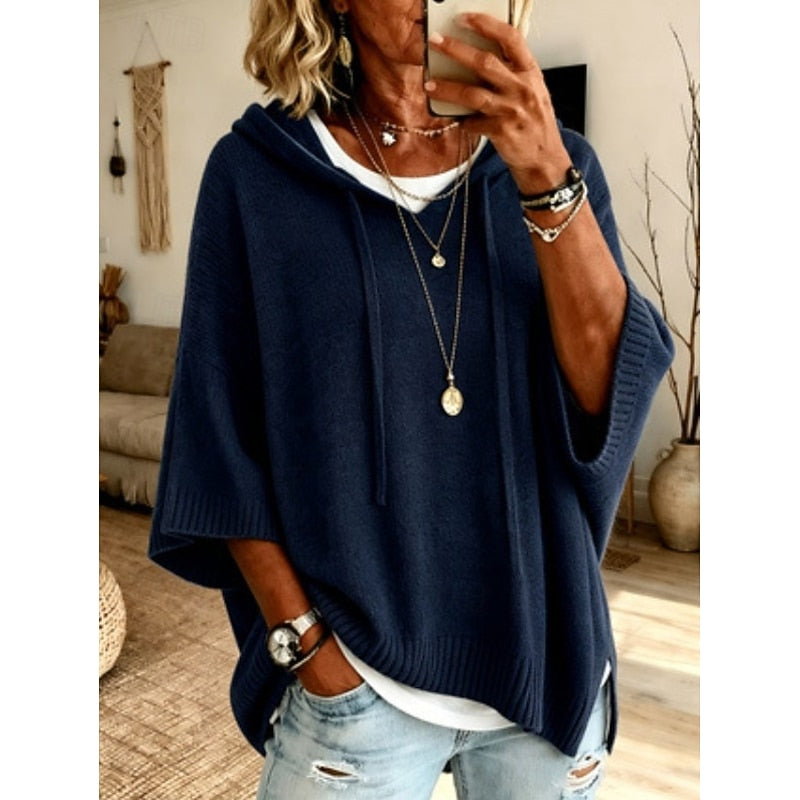 Helvano | Lockerer Strick-Kapuzenpullover für Damen