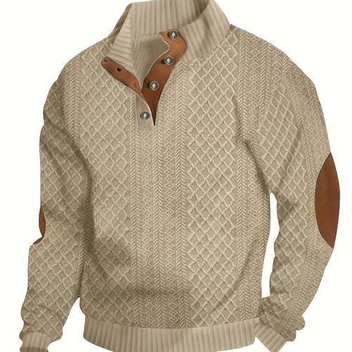 Helvano | Henley-Strickpullover mit Stehkragen für Herren