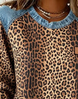 Helvano | Damen Patchwork-Pullover mit Leopardenmuster