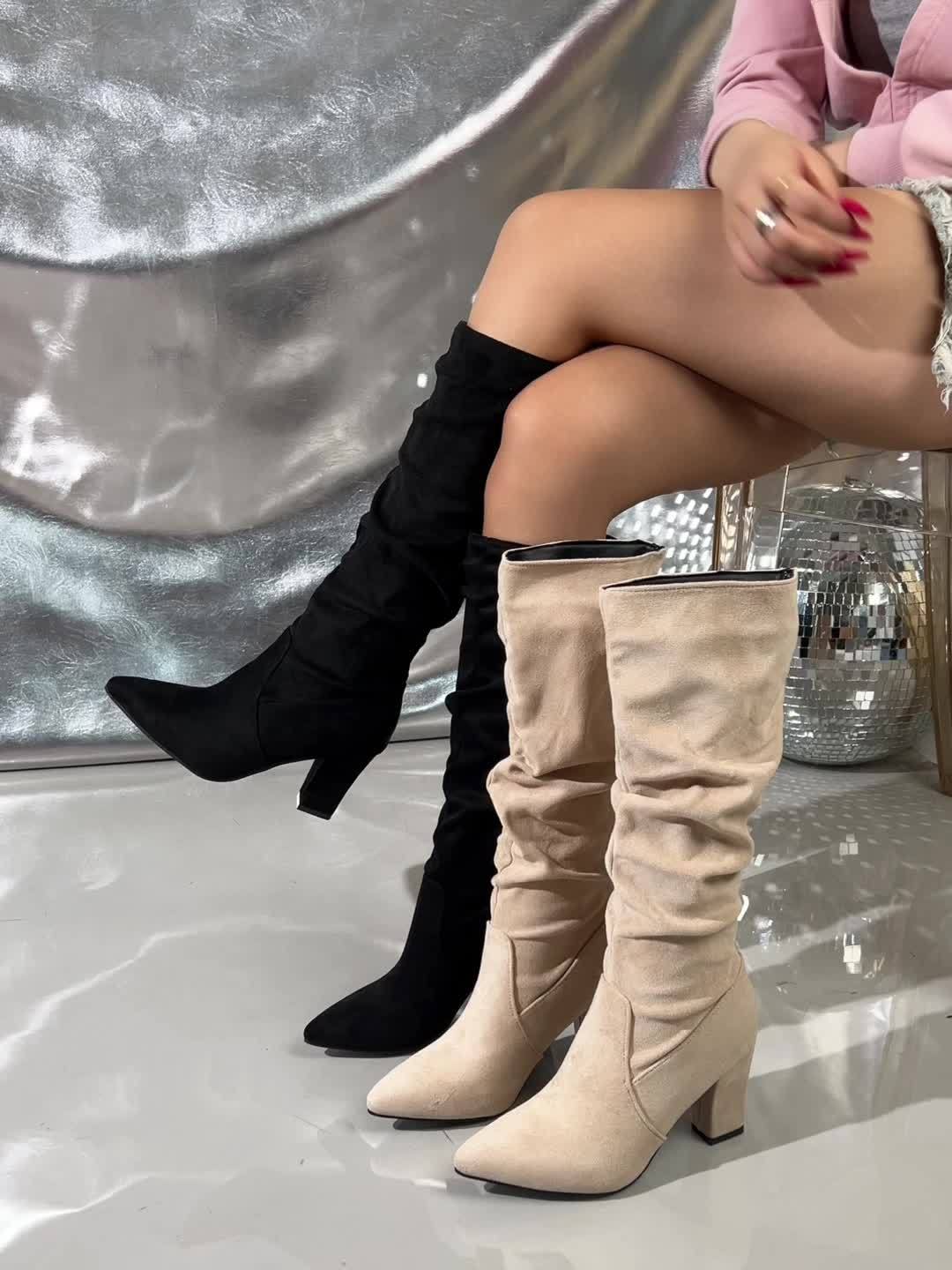 Helvano | Kniehohe Slouch-Stiefel mit Absatz für Damen