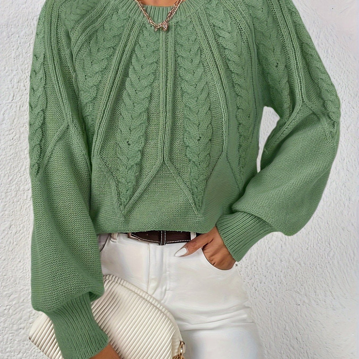 Helvano | Zopfstrick-Pullover mit Rundhals