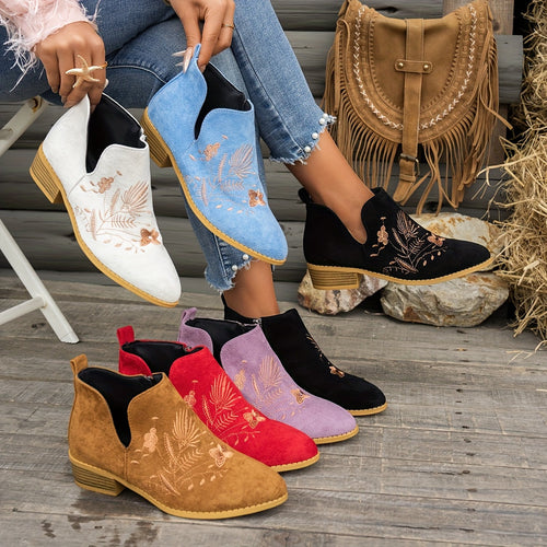 Helvano | Bestickte Stiefeletten mit niedrigem Absatz für Damen
