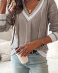 Helvano | Damen Strickpullover mit V-Ausschnitt