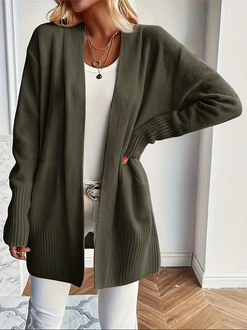 Helvano | Lockere offene Strickjacke für Damen