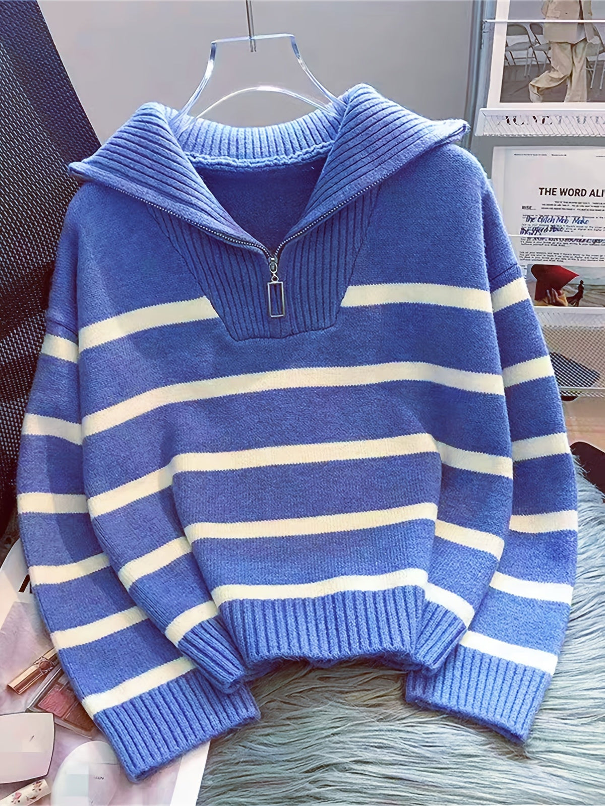Helvano | Gestreifter Troyer-Pullover für Damen