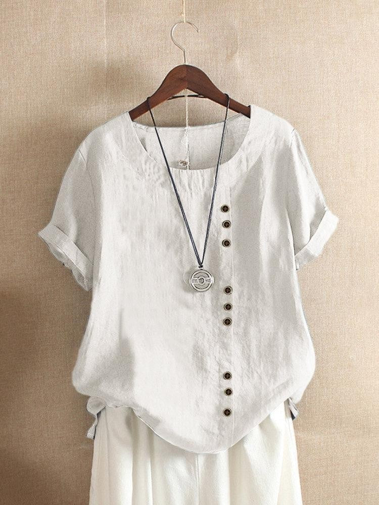 Helvano | Baumwoll-Bluse mit Knöpfen für Damen