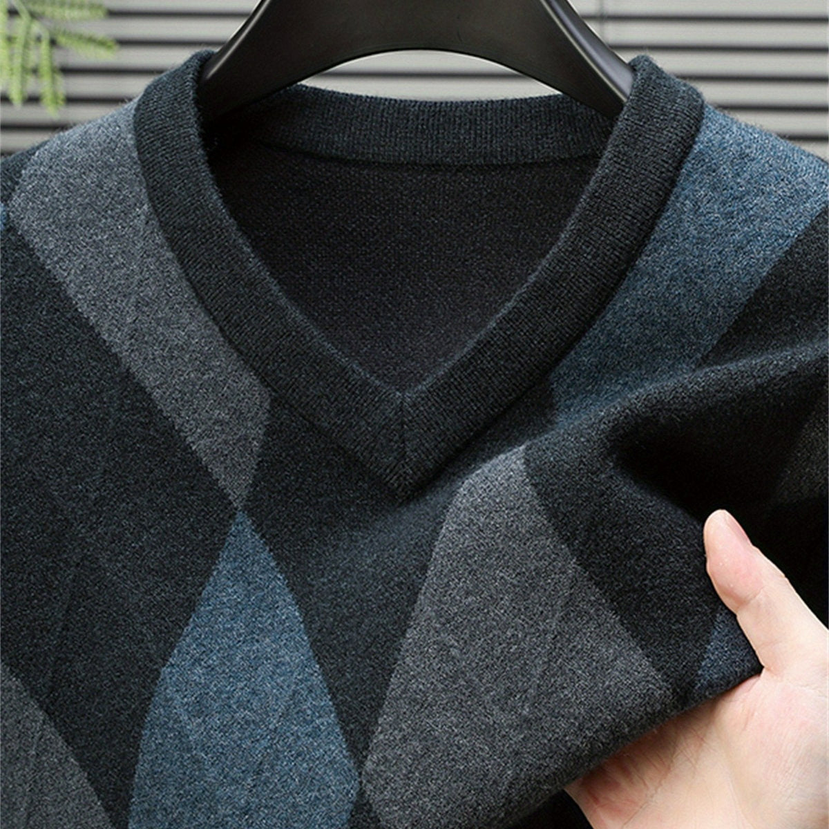 Helvano | Argyle-Pullover mit V-Ausschnitt für Herren