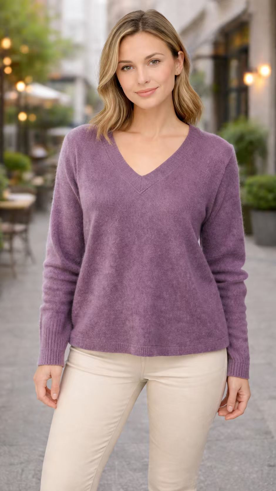 Helvano | Vintage Pullover mit V-Ausschnitt für Damen