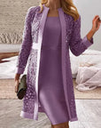 Helvano | Zweiteiliges Kleid-Set mit Spitzen-Cardigan für Damen