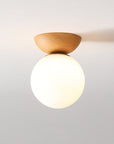 Helvano | Deckenleuchte mit Glaskugel in Holzoptik