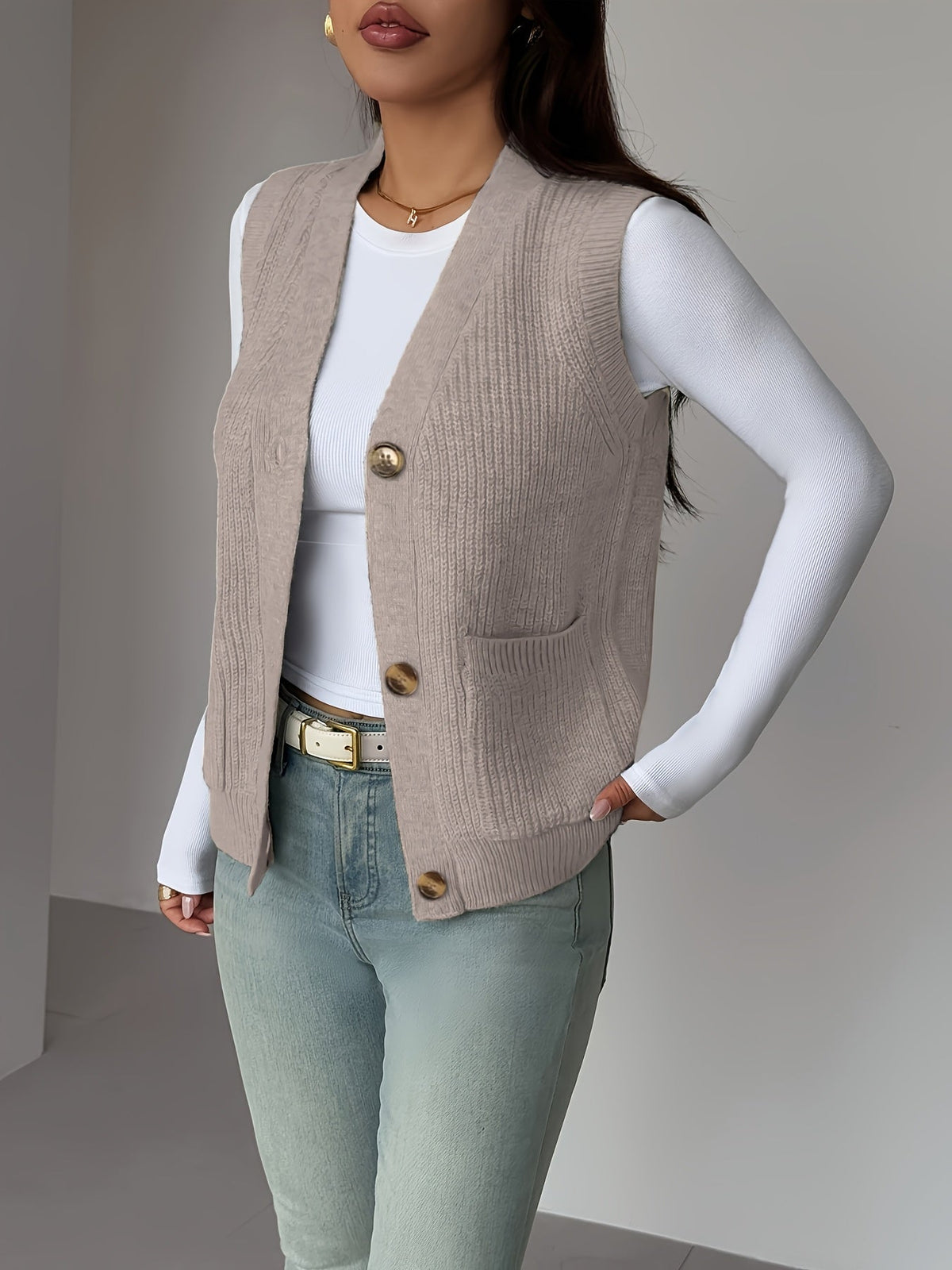Helvano | Strickweste mit V-Ausschnitt für Damen