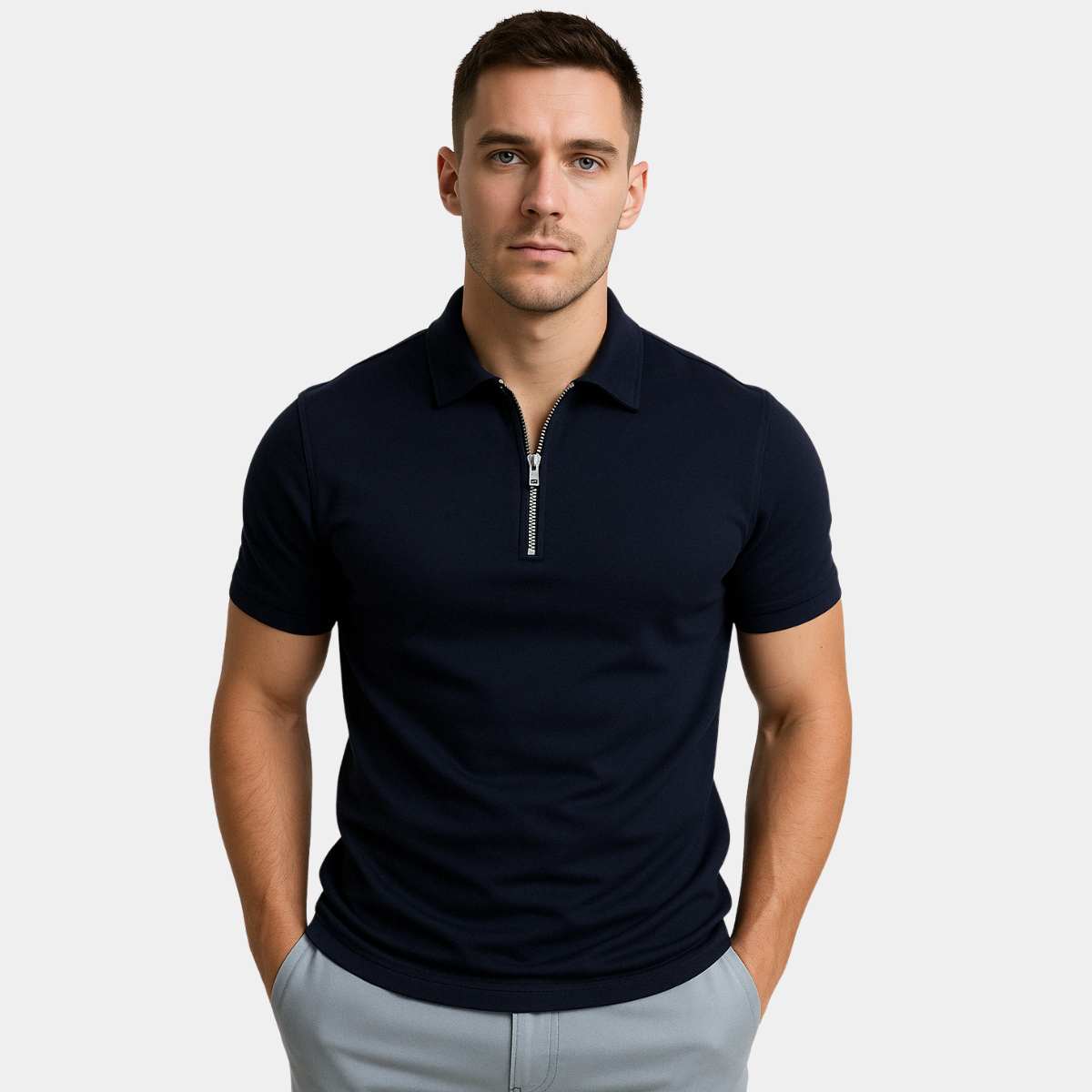 Helvano | Modernes Herren-Poloshirt mit kurzem Zip