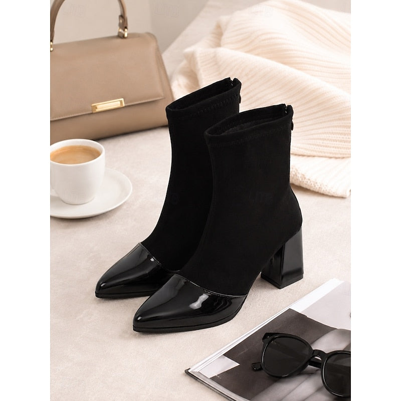 Helvano | Damen-Stiefeletten mit Zehenkappe und Blockabsatz