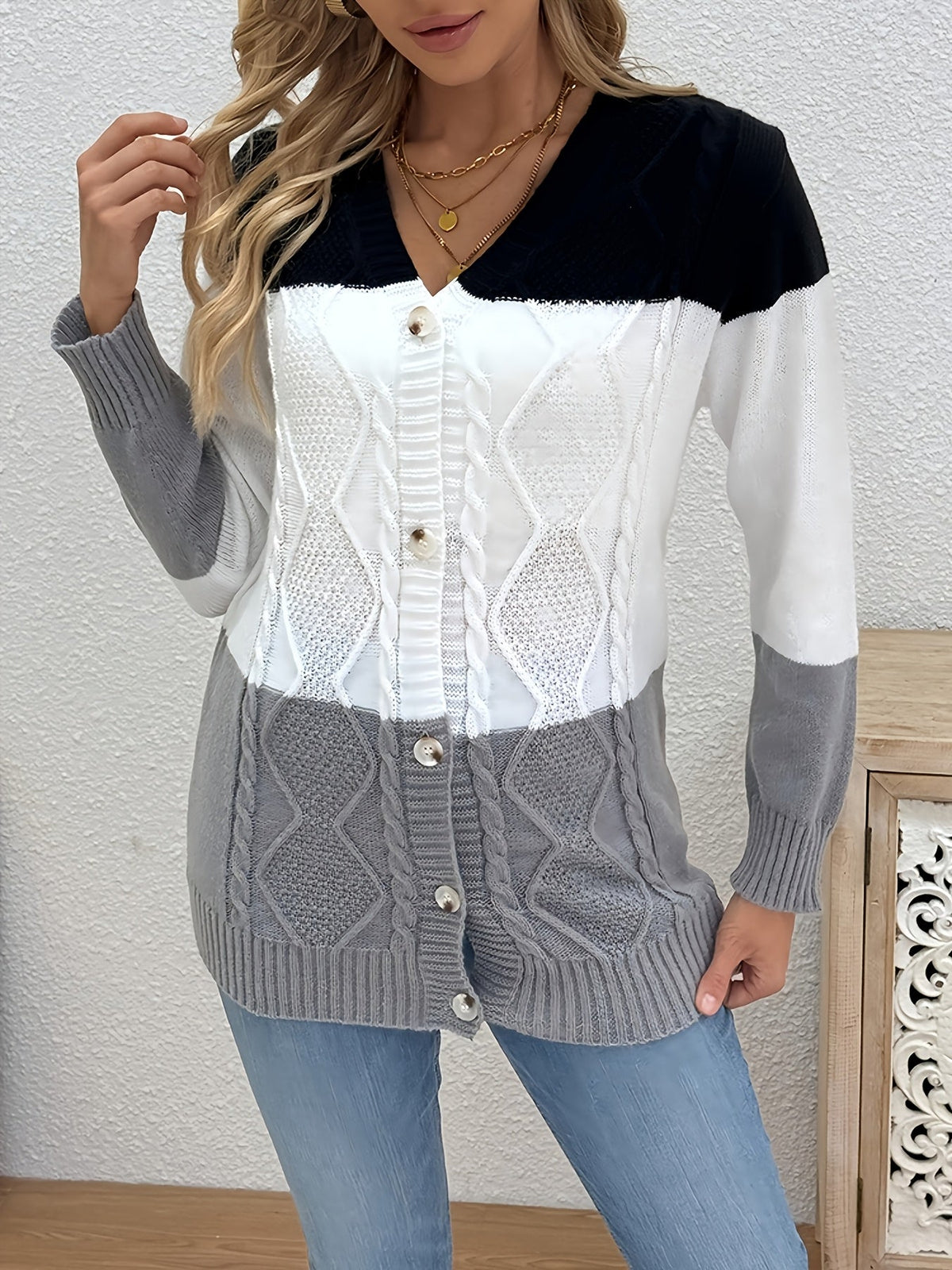 Helvano | Patchwork-Strickjacke für Damen