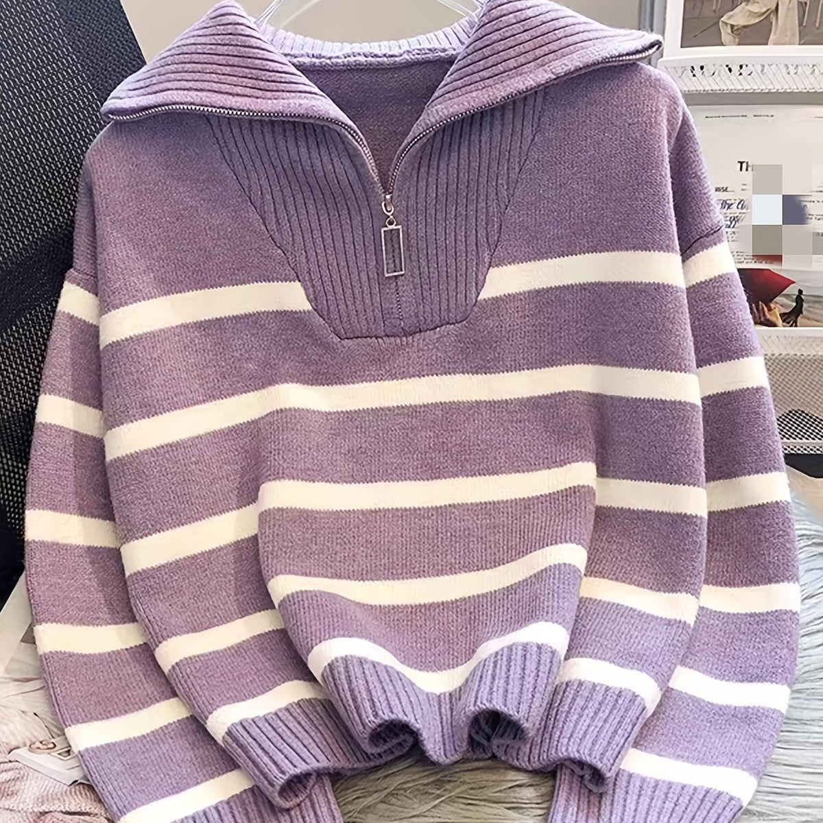 Helvano | Gestreifter Troyer-Pullover für Damen