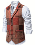 Helvano | Patchwork-Weste mit Fischgratmuster für Herren