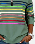 Helvano | Gestreifter Damen-Pullover mit Reissverschluss