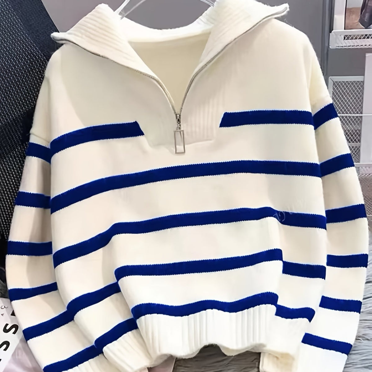 Helvano | Gestreifter Troyer-Pullover für Damen
