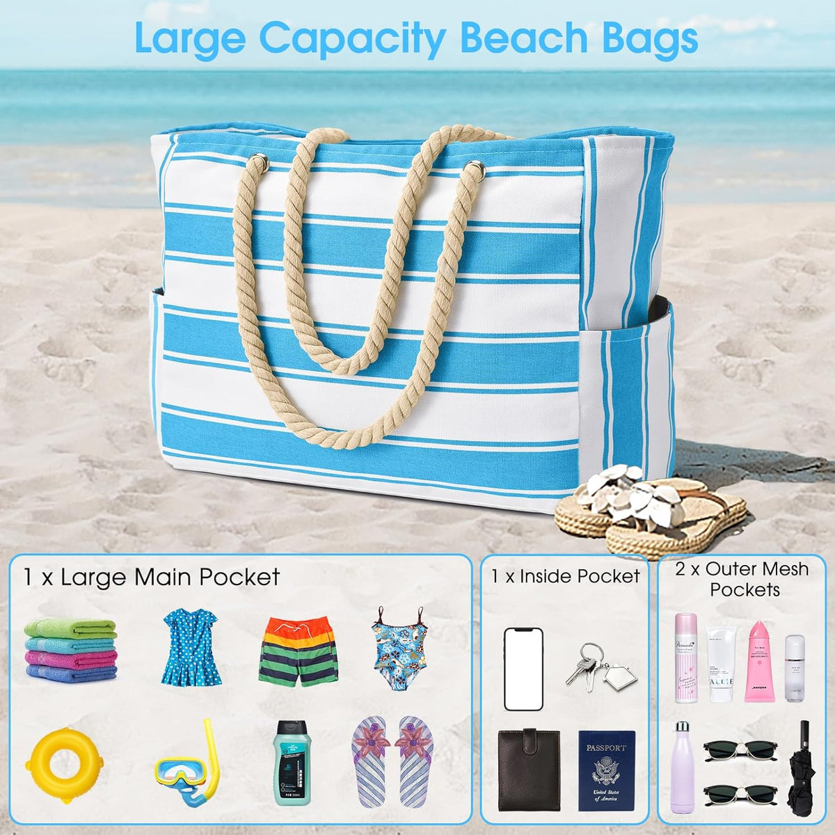 Helvano | Oversized Strandtasche für Damen
