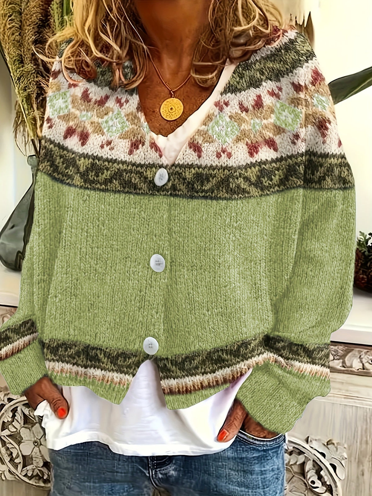 Helvano | Gemusterte Herren-Strickjacke mit Knopfleiste