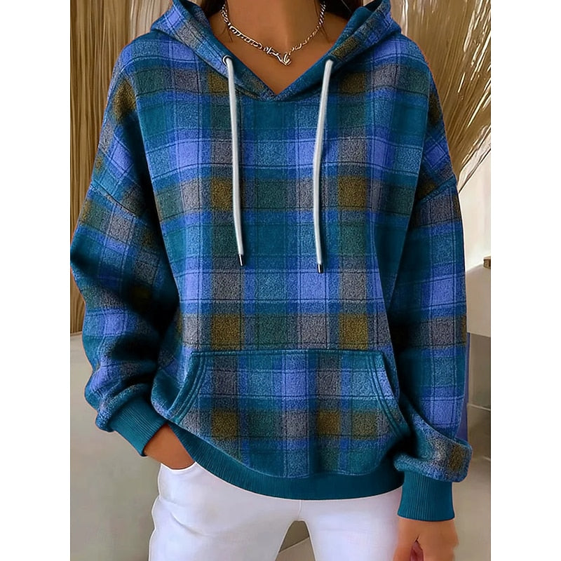 Helvano | Karierter Kapuzenpullover für Damen