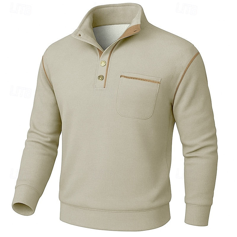 Helvano | Strukturierter Herren-Pullover mit Knopfleiste