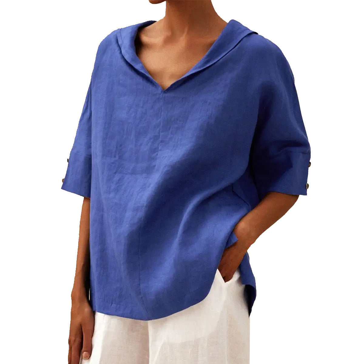 Helvano | Leinenbluse mit V-Ausschnitt für Damen