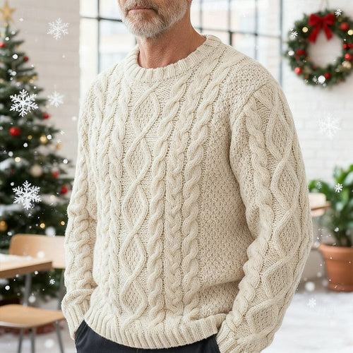 Helvano | Zopfstrick-Pullover mit Rundhals für Herren