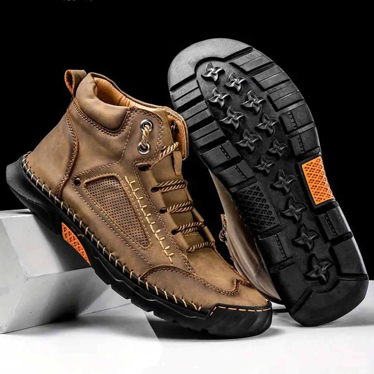 Helvano | Leder-Trekkingstiefel für Herren, geschnürt