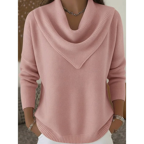 Helvano | Damen Strickpullover mit Wasserfallkragen