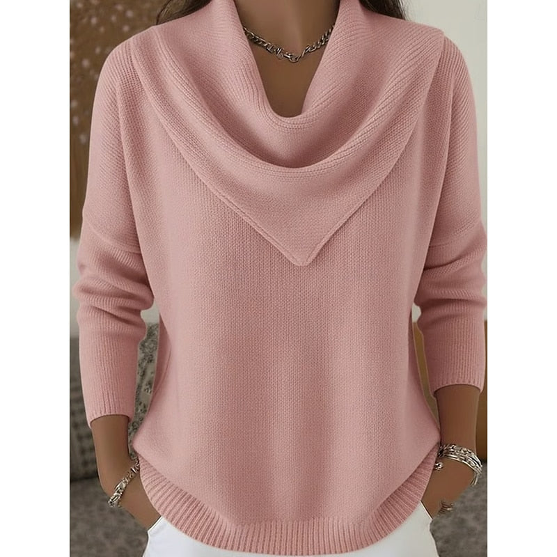 Helvano | Damen Strickpullover mit Wasserfallkragen