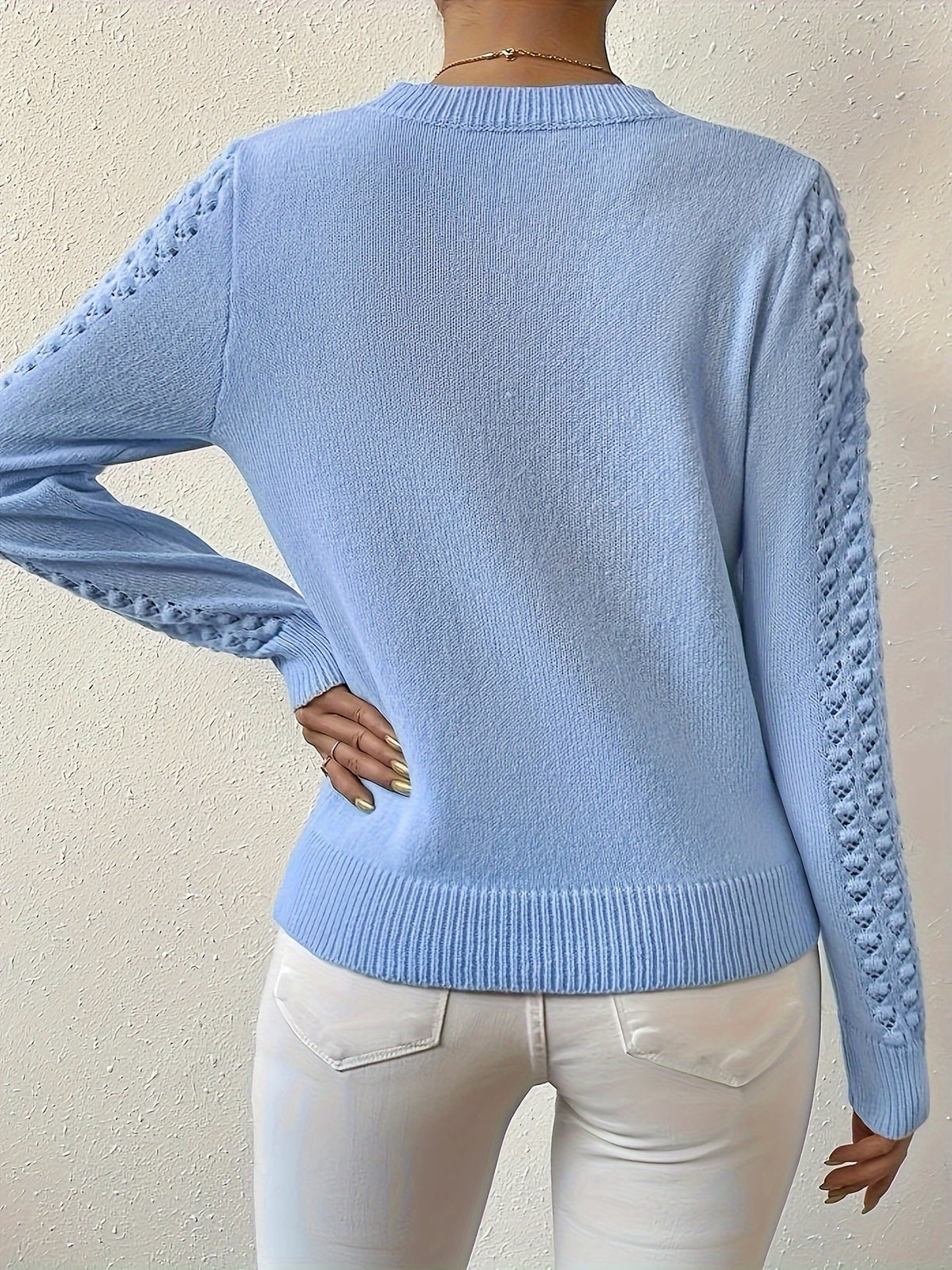 Helvano | Pointelle-Strickpullover mit Rundhals für Damen