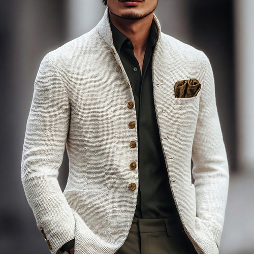 Helvano | Einreihige Strickjacke für Herren in Weiss
