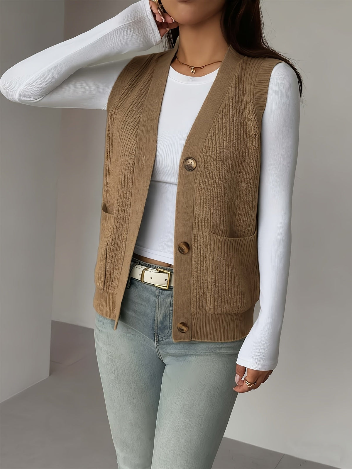 Helvano | Strickweste mit V-Ausschnitt für Damen