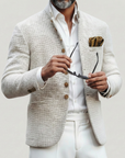 Helvano | Einreihige Strickjacke für Herren in Weiss
